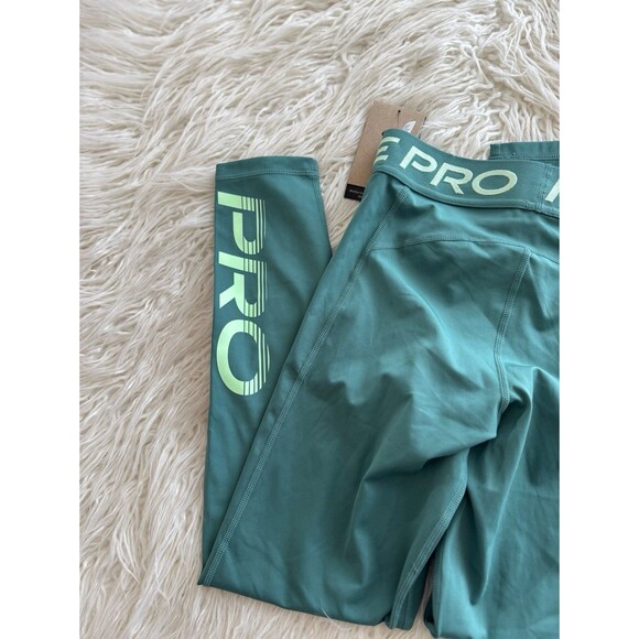 Nike Pro Mid-Rise 7/8 Graphic Leggings Bicoastal Vapour Green White Size Small - Picture 9 of 11